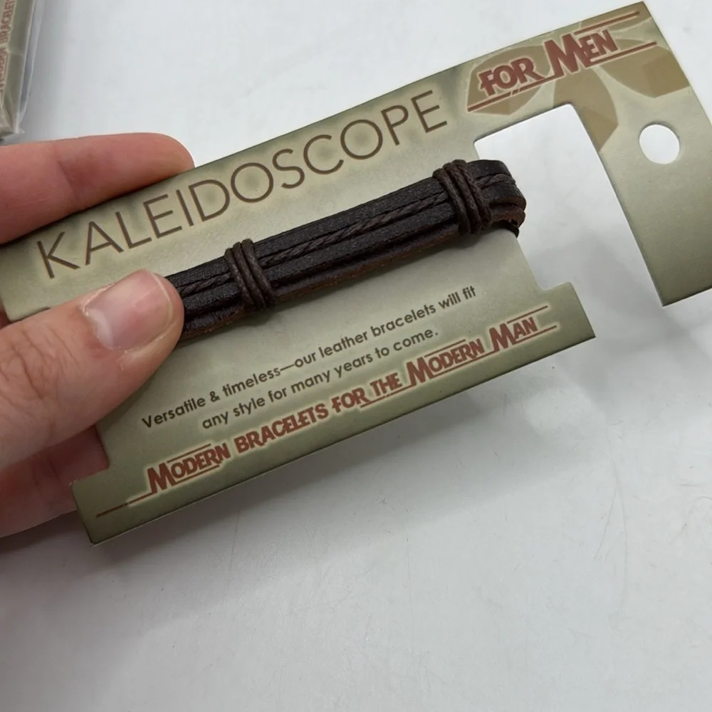 NWT Kaleidoscope Set Of Two Mens Black Brown Leather Bracelet Accessory Jewelry